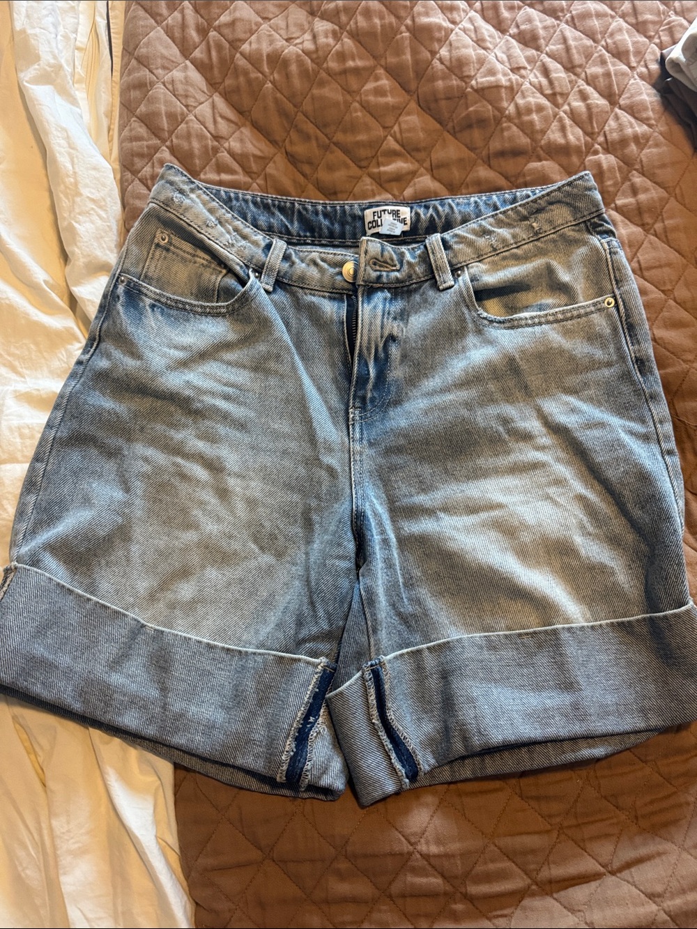 Future Collective Light Blue Denim Roll-Hem Women’s Shorts